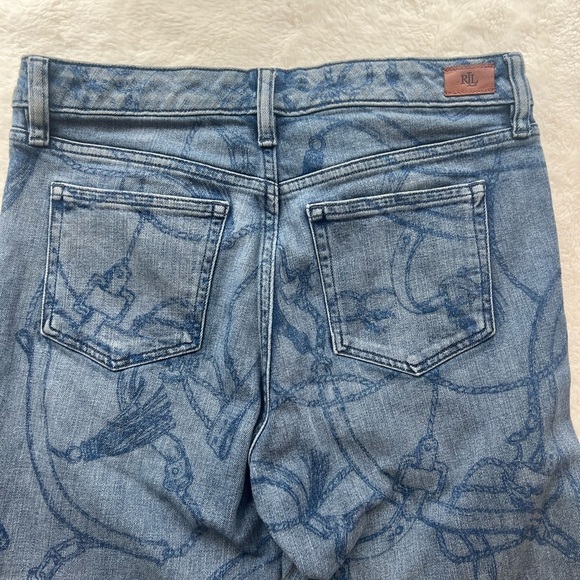 Ralph Lauren Equestrian Lasso Tack Horse Bit Crop Denim Jeans - Picture 6 of 13